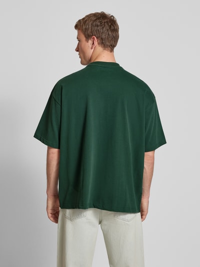 PROHIBITED Oversized T-shirt met geribde ronde hals Donkergroen - 5