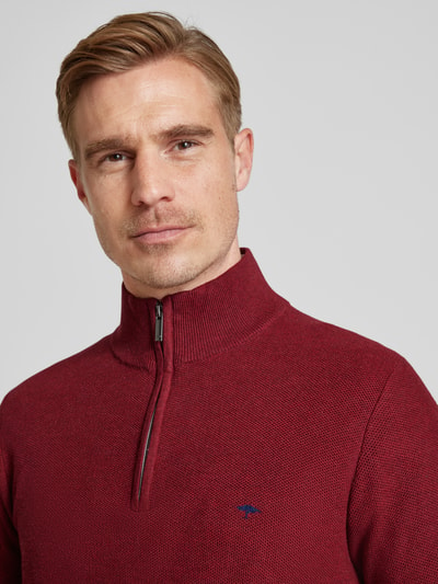 Fynch-Hatton Strickpullover mit Label-Stitching Bordeaux 3