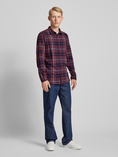 Jack & Jones Regular Fit Freizeithemd mit Kentkragen Modell 'JOSHUA' Bordeaux 1