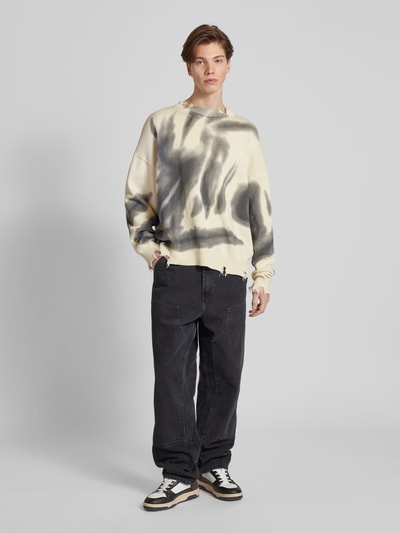 PEQUS Gebreide pullover in destroyed-look, model 'Smoked' Offwhite - 1