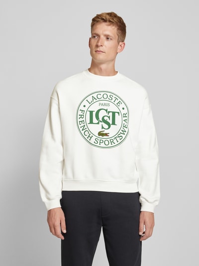 Lacoste Sweatshirt mit Label-Print Weiss 4