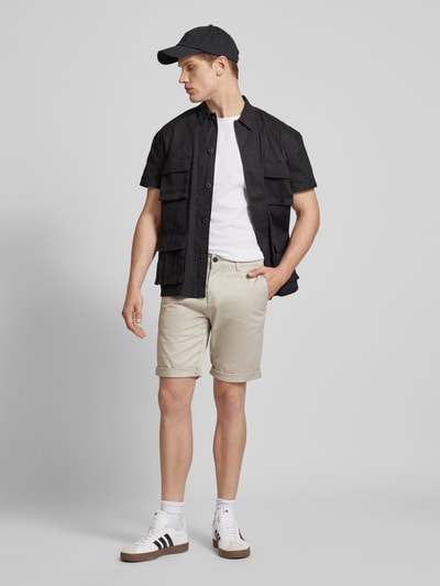 Tom Tailor Denim Slim Fit Chino-Shorts in unifarbenem Design Hellgrau 1