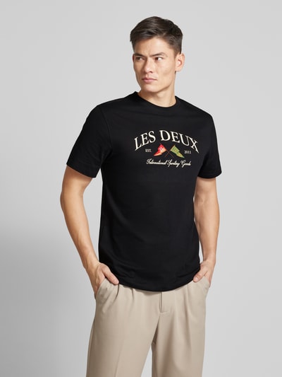 Les Deux T-Shirt mit Label-Stitching Modell 'Ivy' Black 4