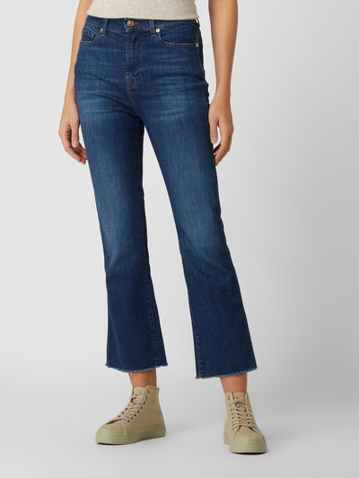 7 For All Mankind Cropped Bootcut Jeans mit Stretch-Anteil Dunkelblau 4