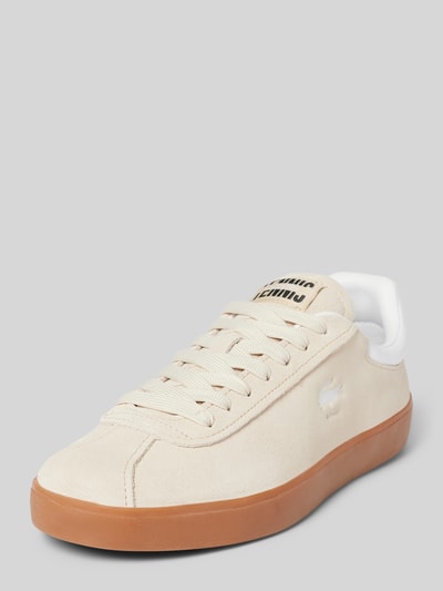 Lacoste Ledersneaker mit Label-Detail Modell 'BASESHOT' Beige 1