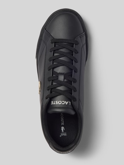 Productfoto, zwarte sneakers van echt leer met gladde textuur, model 'LEROND SET' van Lacoste, Heren sneakers