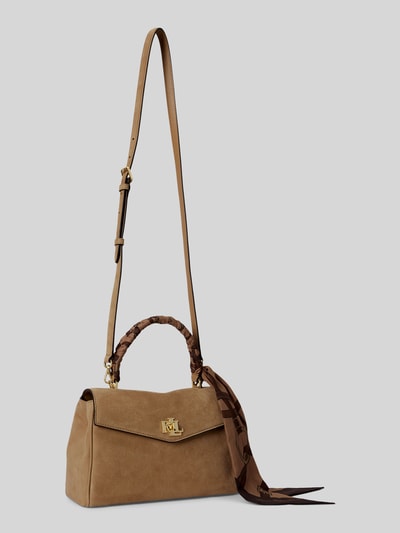 Lauren Ralph Lauren Kleine Satchel aus Kalbnappaleder mit Tuchdetail Modell 'FARRAH' Camel 3