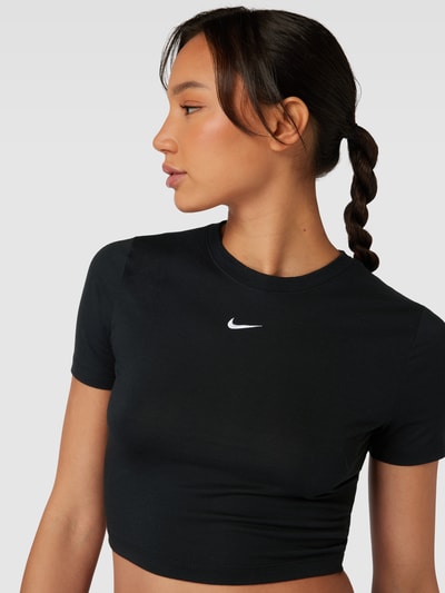 NIKE TRAINING Top krótki z wyhaftowanym logo Czarny 3