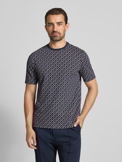 bugatti T-Shirt im Allover-Look mit Rundhalsausschnitt Marine 4