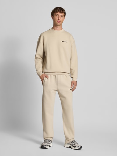 Pegador Oversized Sweatshirt mit Logo-Stitching und Rundhalsausschnitt Ecru 1