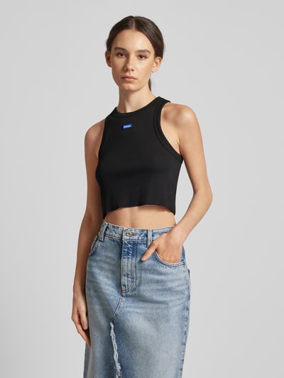 Hugo Blue Crop Top in Ripp-Optik Black 4