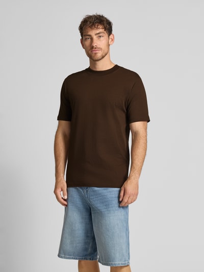 SELECTED HOMME Regular fit T-shirt van puur katoen, model 'COLMAN' Donkerbruin - 4