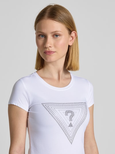 Guess T-Shirt mit Ziersteinbesatz Weiss 3