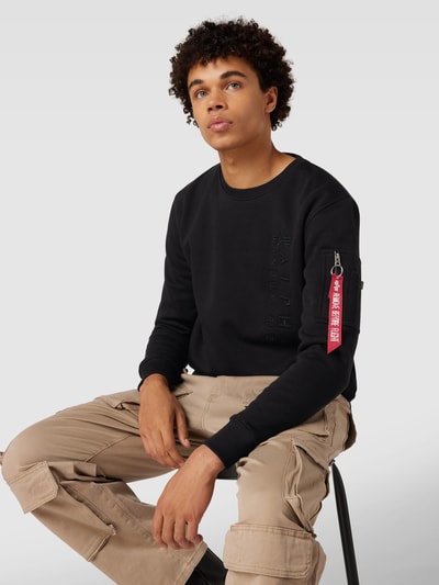 Alpha Industries Sweatshirt mit Label-Stitching Black 3