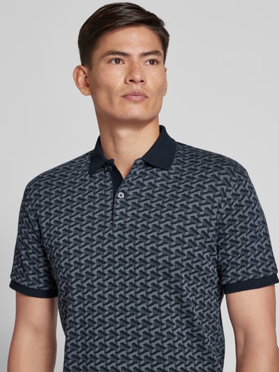 SELECTED HOMME Slim fit poloshirt met all-over motief, model 'JAY' Marineblauw - 3