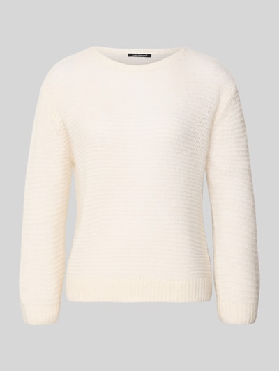 Produktfoto, Regular Fit Pullover mit Alpaka-Anteil in Strick-Optik von Luisa Cerano in Offwhite, semitransparent, Rundhalsausschnitt, elastische Abschlüsse, Material-Mix.