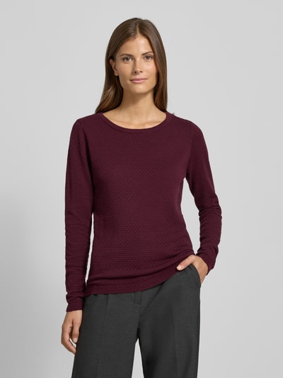 Vero Moda Regular Fit Strickpullover aus reiner Baumwolle Modell 'CARE' Bordeaux 4