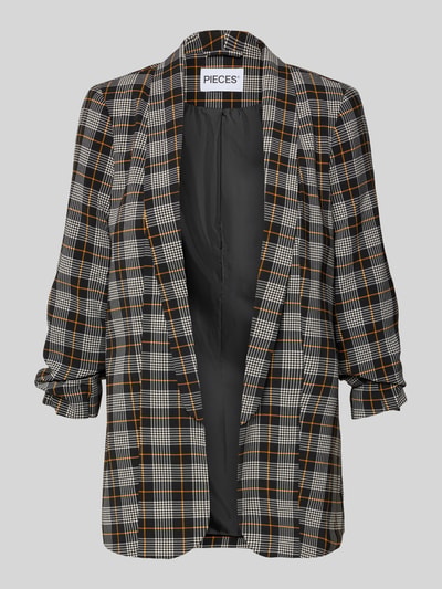 Produktfoto, wielokolorowy Shaped Fit Longblazer mit Schalkragen model 'BOSELLA' od PIECES, geometryczny wzór w kratę, kontekst: damski longblazer