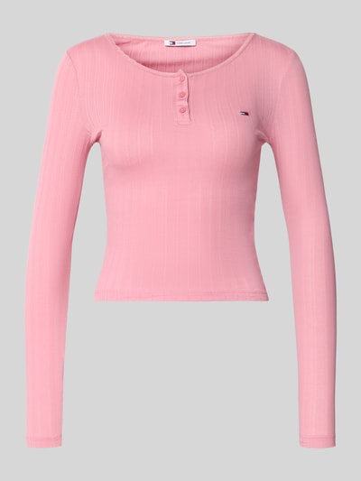 Tommy Jeans Longsleeve Henley-Shirt mit Rippstruktur Pink 2