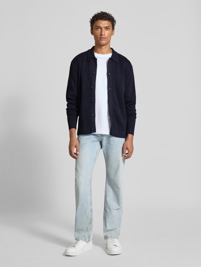 Jack & Jones Premium Strickjacke mit Kentkragen Modell 'MILANO' Dunkelblau 1