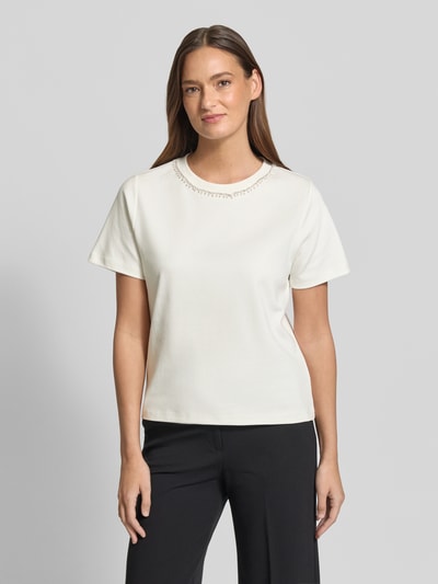 Christian Berg Woman T-Shirt mit Perlen und Ziersteinbesatz Offwhite 4