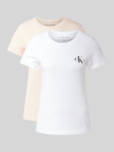 Calvin Klein Jeans T-shirt met labelprint in een set van 2 stuks Lichtroze - 2