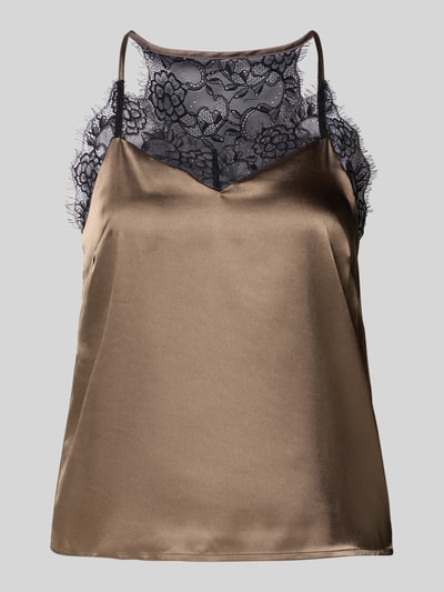 Pieces Regular fit top met bandjes van satijn, model 'JAHARA' Lichtbruin gemêleerd - 2