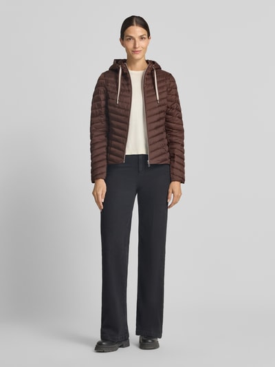 Tom Tailor Regular Fit Steppjacke mit Kapuzenkragen Dunkelbraun 1
