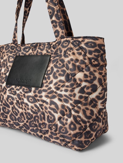 Seidenfelt Tote Bag mit Label-Detail Modell 'EVENES' Mittelbraun 3