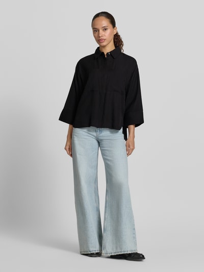 OPUS Regular Fit Bluse aus Viskose-Mix mit 3/4-Arm Modell 'Forna' Black 1