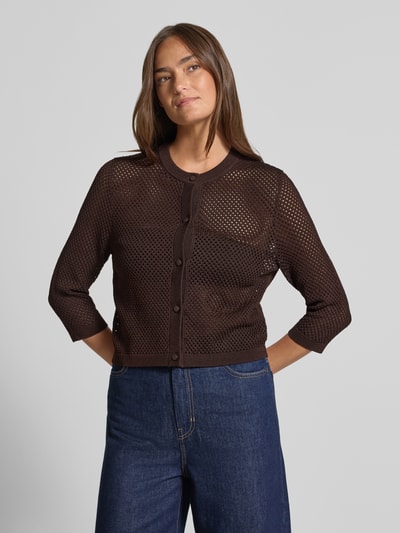 windsor. Semitransparente Strickjacke mit 3/4-Arm Dunkelbraun 4