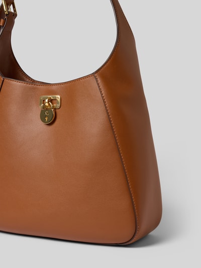 Lauren Ralph Lauren Leren handtas met labelapplicatie, model 'TANNER' Cognac - 3
