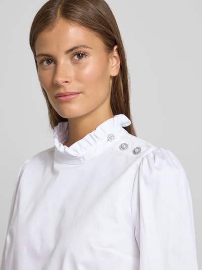 Rich & Royal Regular Fit Bluse mit Stehkragen Weiss 3
