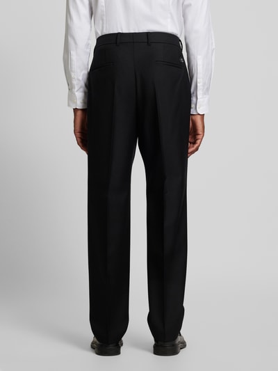 BOSS Slim fit pantalon van scheerwol met persplooien, model 'Pieter' Zwart - 5