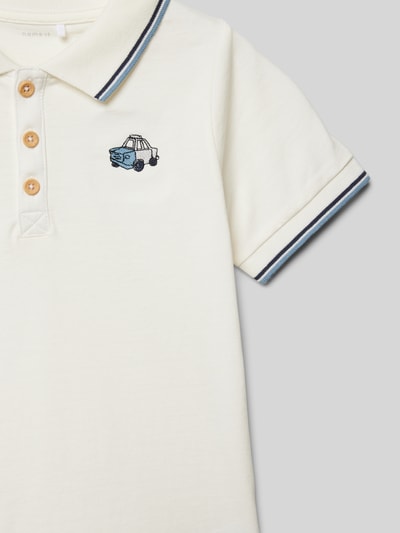 Name It Poloshirt mit gerippten Abschlüssen Modell 'NMMDAKAN' Offwhite 2