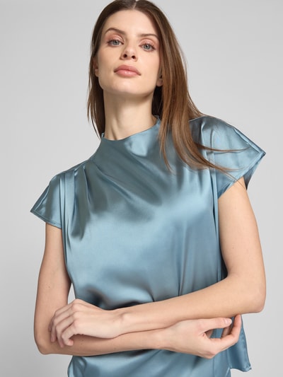 zero Regular Fit Bluse mit Raffungen und Stehkragen Bleu 3