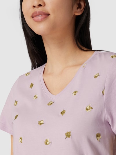 Tom Tailor T-Shirt mit floralen Stickereien Flieder 3