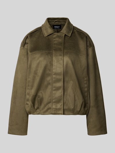 ONLY Regular Fit Blouson in Leder-Optik Modell 'AMBER' Oliv 1