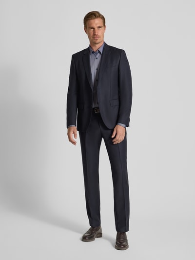 BOSS Slim fit zakelijk overhemd met structuur, model 'P-ROAN' Marineblauw - 1