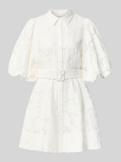 Produktfoto, Minikleid aus Viskose-Mix Modell 'Antya' von Ted Baker, kwiatowy wzór, pasek w talii, wykładany kołnierz, rękaw o dł. 1/2, listwa guzikowa, Mieszanka wiskozy, taliowany krój, Długość tyłu w rozmiarze 36: 85 cm, Szerokość w rozmiarze 36: 49 cm, Długość rękawów w rozmiarze 36: 40 cm