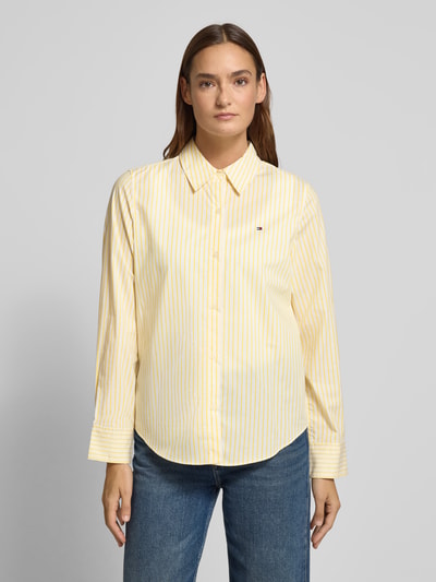 Tommy Hilfiger Regular fit overhemdblouse van katoenmix  Lichtgeel - 4