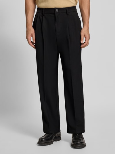 Casual Friday Spodnie materiałowe o kroju regular fit z zakładkami w pasie model ‘Grant’ Antracytowy 4