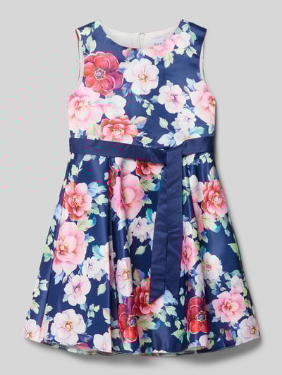 DANAMADE Kleid mit Bindegürtel Marine 1