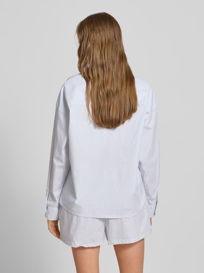 Review Regular fit overhemdblouse met labelstitching Bleu - 5