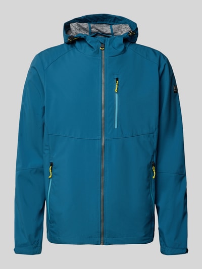 Produktfoto, Regular Fit Jacke mit Logo-Applikation von Killtec in Türkisblau, Kapuze mit Tunnelzug, Napoleontasche, Reißverschlusstaschen, glatte Oberfläche, Reißverschluss mittig, Herrenjacke