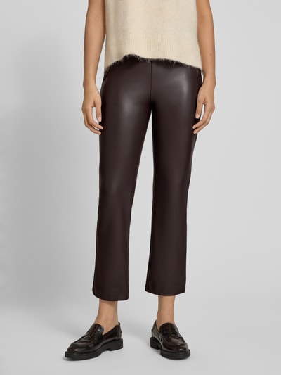 Raffaello Rossi Flared bootcut broek in leerlook, model 'MACY' Donkerbruin - 4