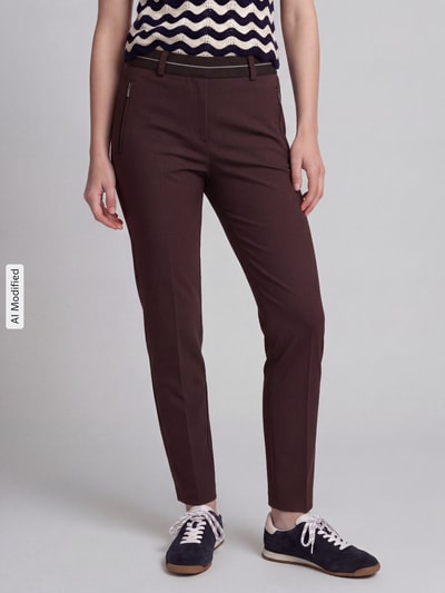 Raphaela By Brax Super slim fit broek van viscosemix model 'LILLYTH' Donkerbruin - 4