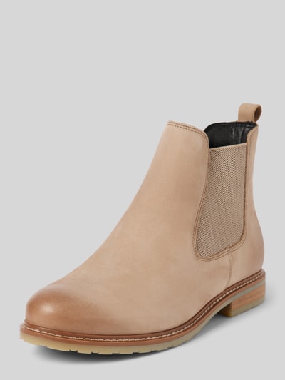 Tamaris Chelsea Boots aus Leder mit Ziernaht Taupe 1