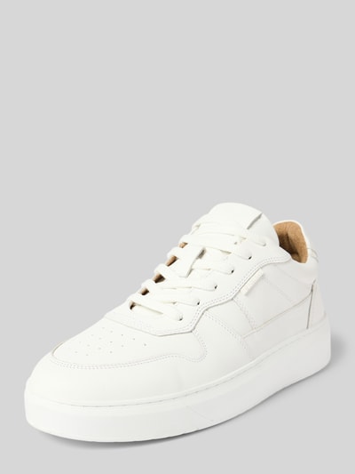 PS Poelman Ledersneaker mit Label-Detail Modell 'Enzo' Weiss 1