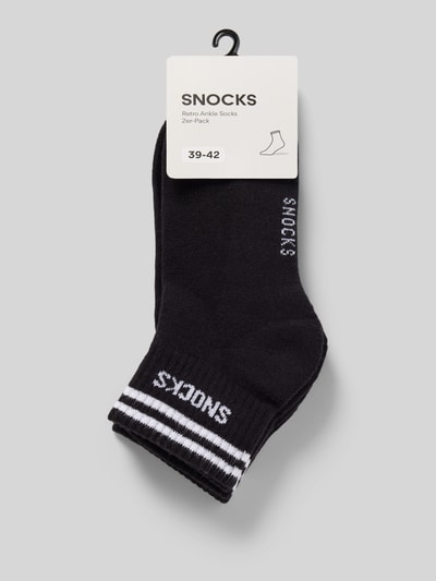 Snocks Sokken met labelstitching, model 'Retro' Zwart - 3